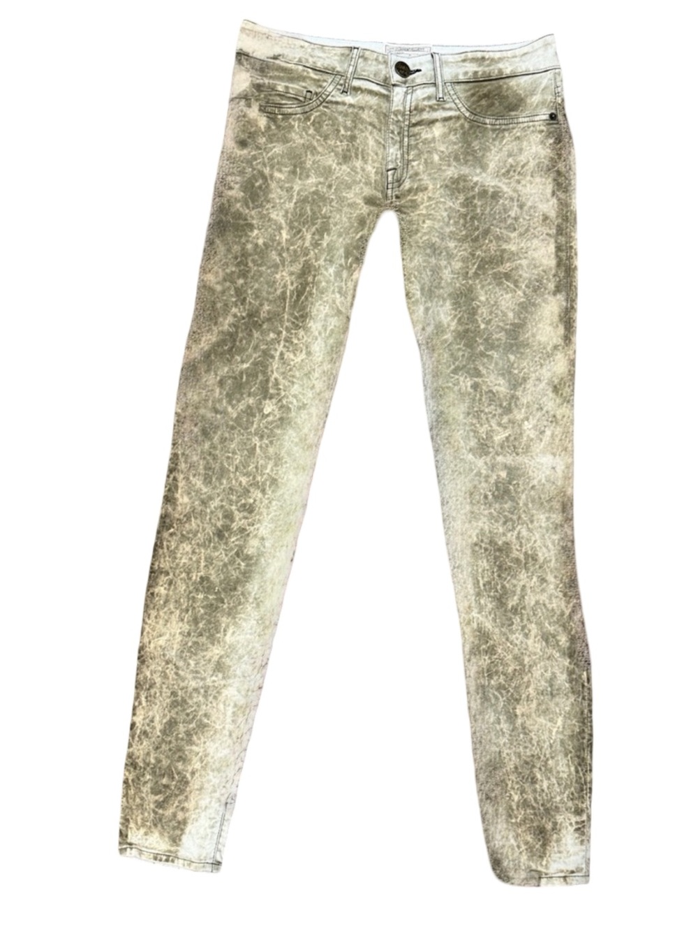 Current/Elliott Olive Acid-Wash Skinny Velvet Jeans s 27. On runway